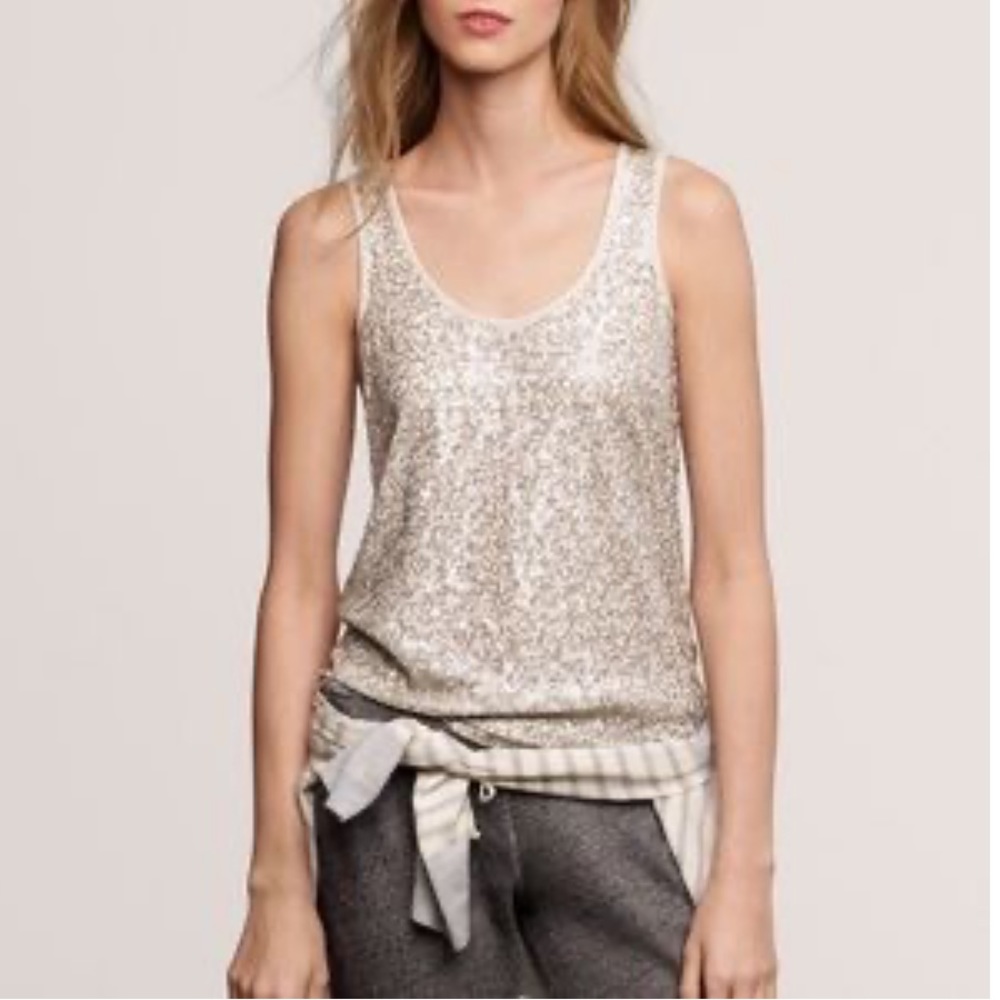 J. Crew Sequin Tank, Cream